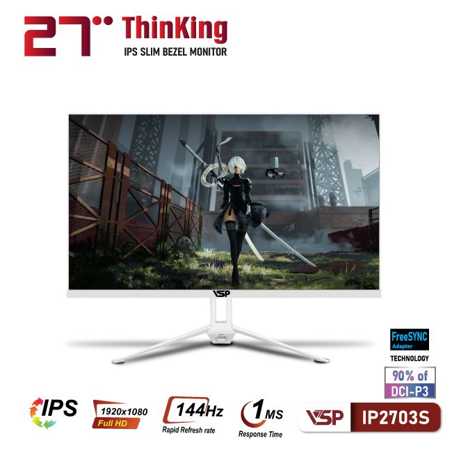 Màn hình VSP IPS esport gaming 27inch tràn viền IP2703S - Trắng FULL HD