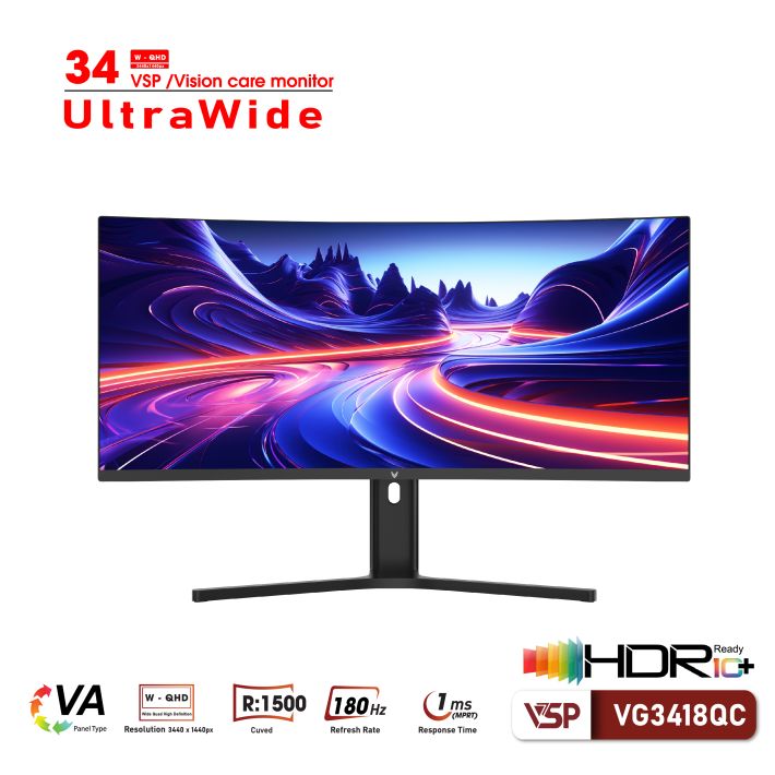 MÀN HÌNH CONG GAMING ULTRAWIDE VSP VG3418QC 180Hz