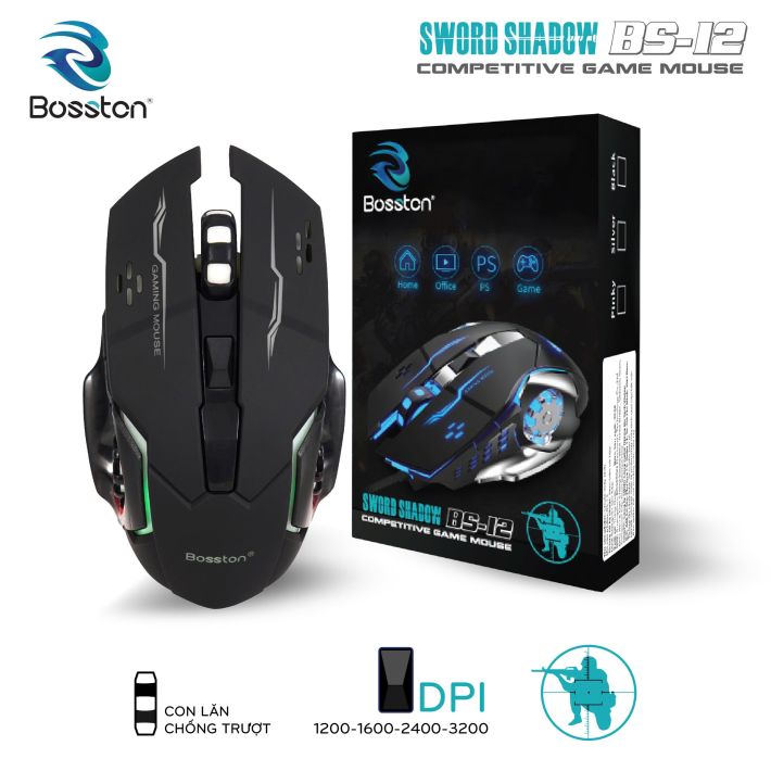 Chuột Gaming Bosston BS-12 Led Light Đen